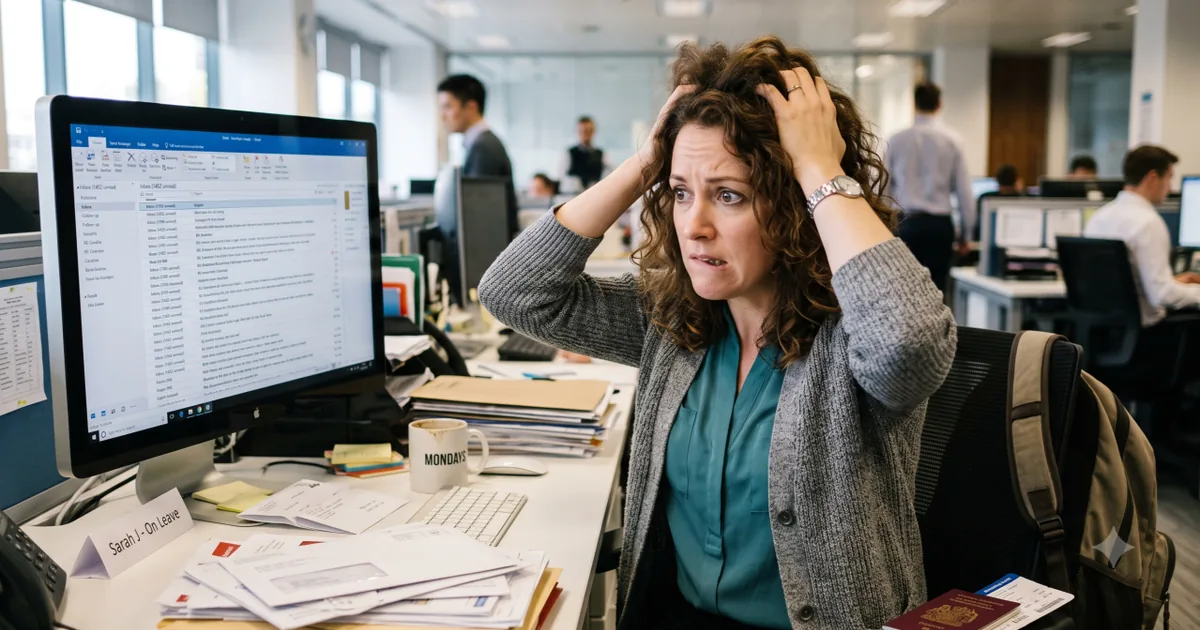 A leader's empty desk during holiday absence, representing what a team reveals about its leadership when the manager steps away