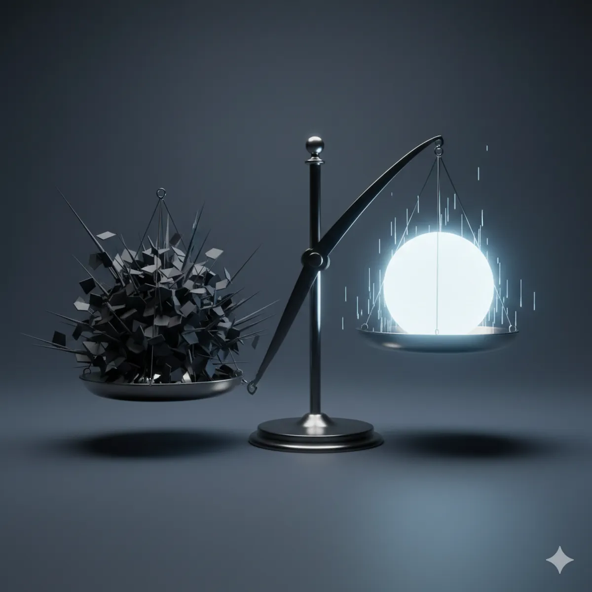 Abstract representation of balancing scales showing tension