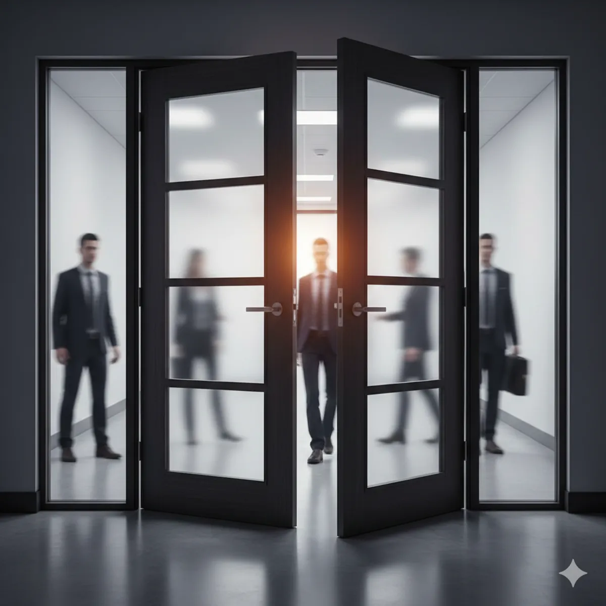 Abstract motion blur of a door representing personnel turnover